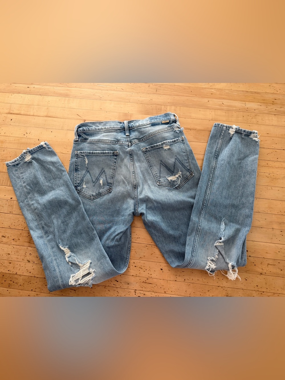 MOTHER SUPERIORLight Blue Denim Jeans with Contrast Stitching